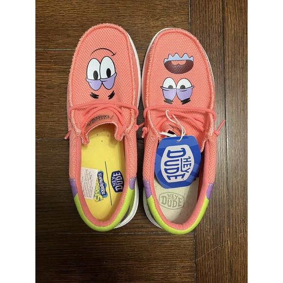 Rare New Hey Dude Wally Funk SpongeBob Patrick Slip-On Shoes Men's Size 8 NWOB - Picture 1 of 5